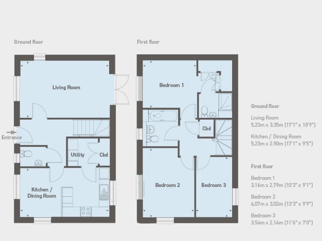 Floor plan, 3 bedroom house  - artist's impression subject to change